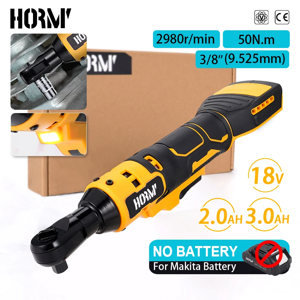 200N.M Cordless Electric Ratchet Wrench 3/8'' Rechargeable Screwdriver Removal Screw Nut Car Repair Tool Makita 18V Battery car repair tool