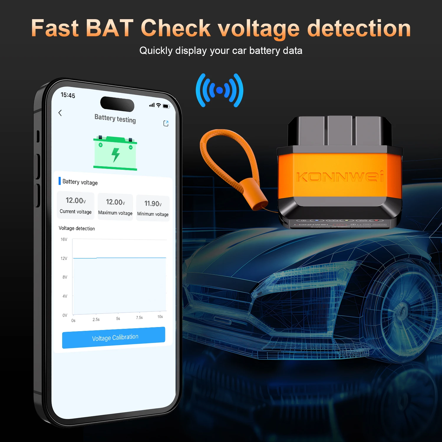 Obd2 Scanner KONNWEI Car OBD2 Fault Diagnostic Tool Bluetooth Connection MAXOBD App Control Scan Clear Error Codes