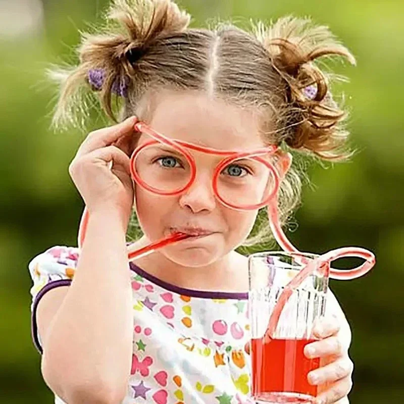 Funny Soft Straw Glasses Plastic Drinking Straws Unique Flexible Drinking Tube Kids Birthday Party Supplies Accessories
