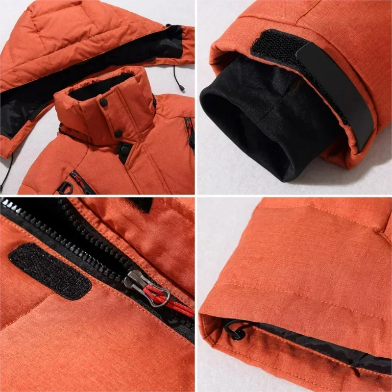 Men's White Duck Down Jacket Warm Hooded Thick Puffer Jacket Coat Male Casual Thermal Winter Parka