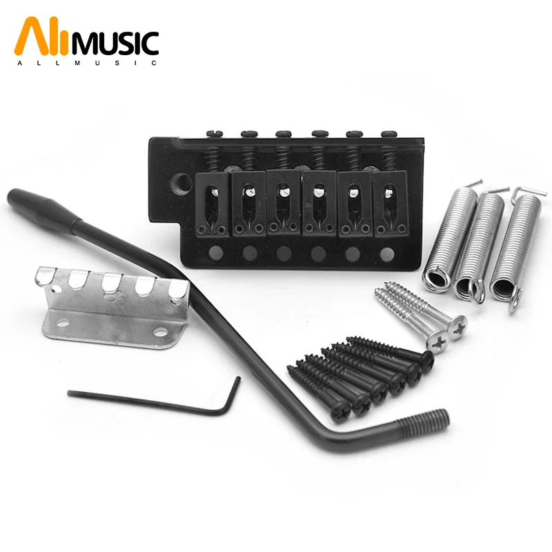 

A Set Right handed 6 String Flat Saddle Single Tremolo Guitar Bridge System for Electric Guitar Black Chrome