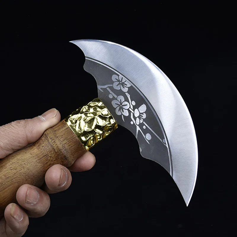 Baver Forged Half Moon Round Skinning Knife Leather Craft Cutter Cutting Tools