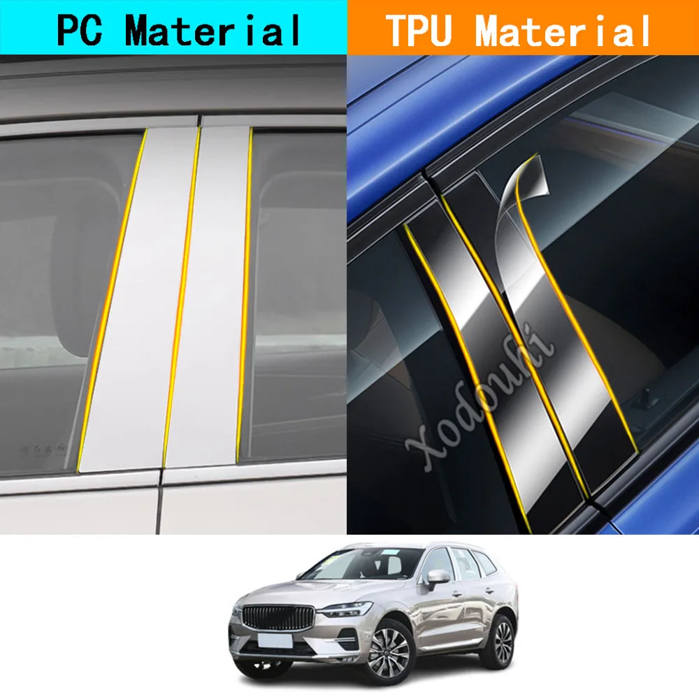 Car Tpu/Glossy Mirror Pillar Post Cover Per Volvo Xc60 2018 2019 2020 2021 2022 2023 Door Trim Window Stickers Accessori