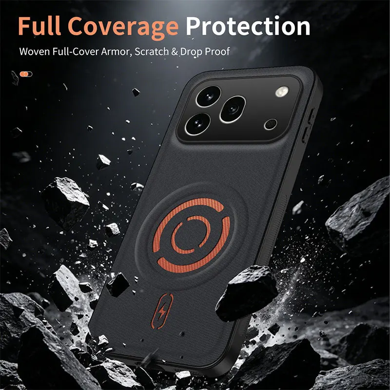 Fabric Cloth PU Leather Magnetic Shockproof Nonslip Case with Camera Protection