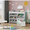 Toy Storage Organizer, Toy Bookshelf with 10 Fabric Bins and Movable Chest, Storage Cabinet for Playroom, School Bookcases 2