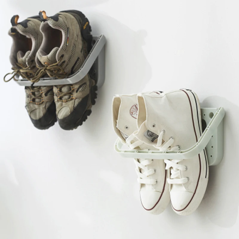 1pc seamless wall-mounted shoe rack home storage three-dimensional wall slippers shelf high heels sports shoes storage rack