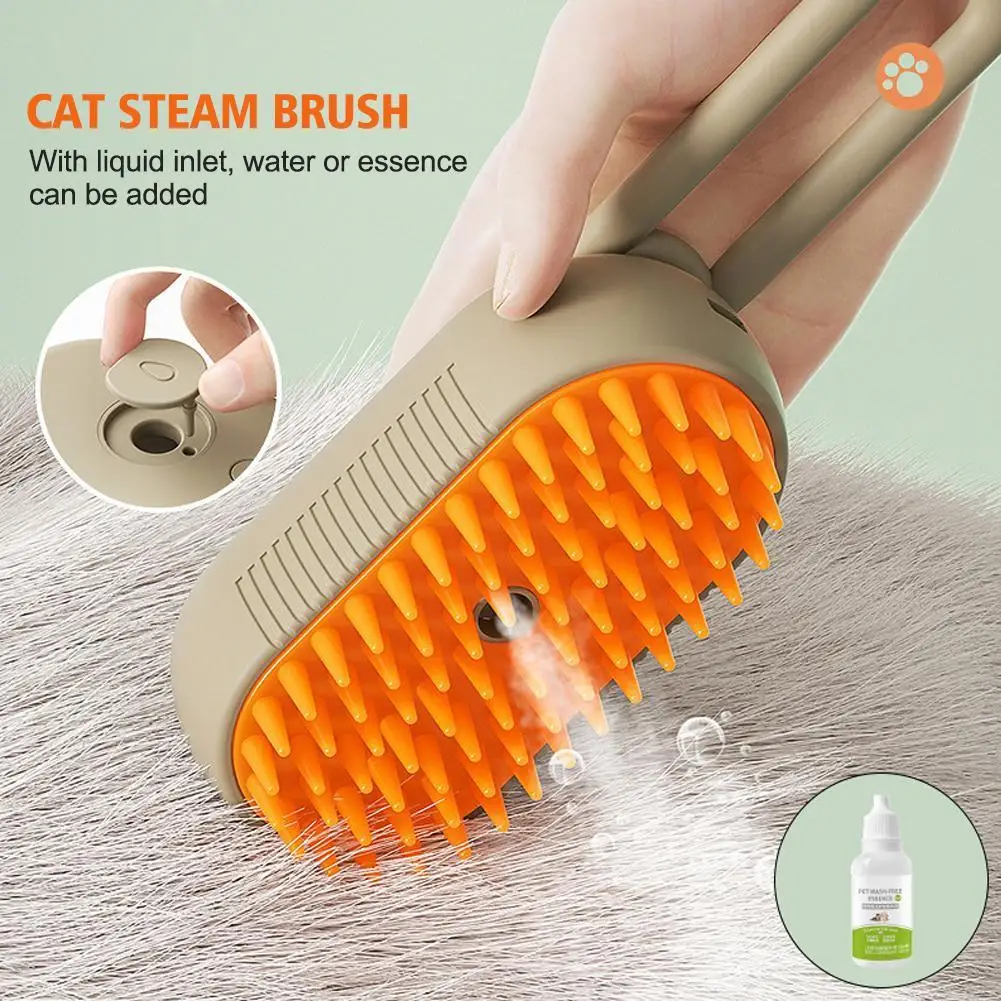 Cat & Dog Grooming Comb with Electric Spray Water Spray Soft Silicone Depilation Brush Kitten Pet Bath Brush Grooming Supplies ajo cat kitten