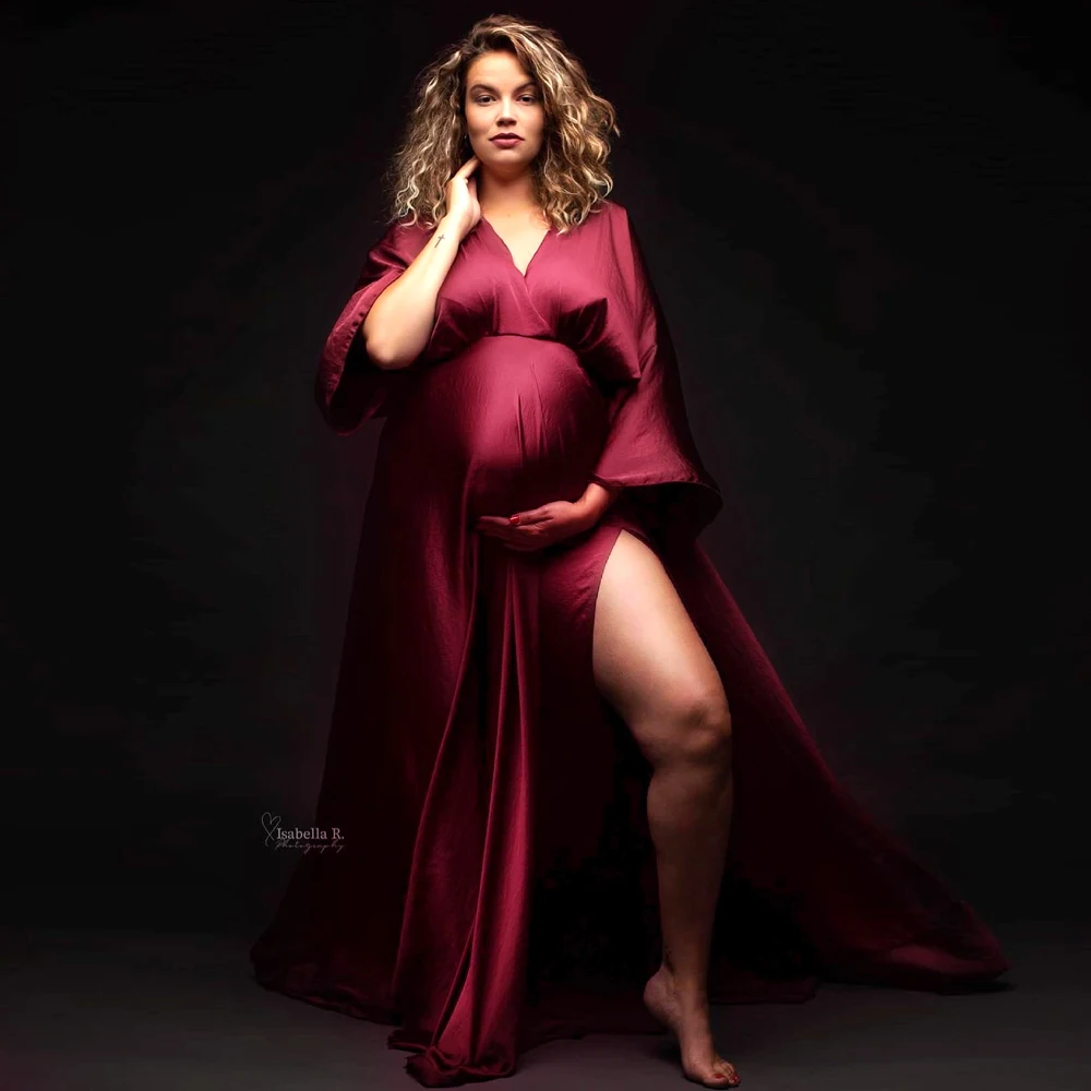Maternity Photography Gown Elegant Soft Satin Chiffon Long Sleeved Dress Bohemian Photo Shooting Pregnancy Dress 8 Sa6abc3e1af1c4447bb1c28cf6c5257aaG