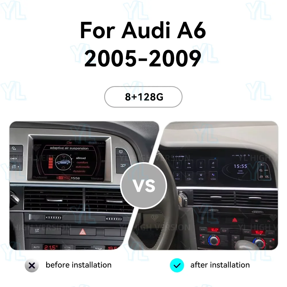 Für Audi A6 C6 4F MMI 2G 2005-2009 DVR KAM 6+128GB Android