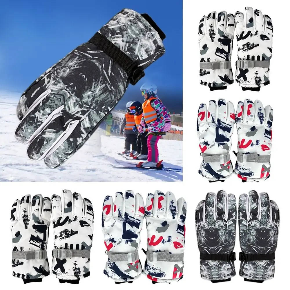 

Non-slip Windproof Waterproof Winter Must Thicken Warm Outdoor Riding Long-sleeved Mitten Snow Snowboard Children Ski Gloves
