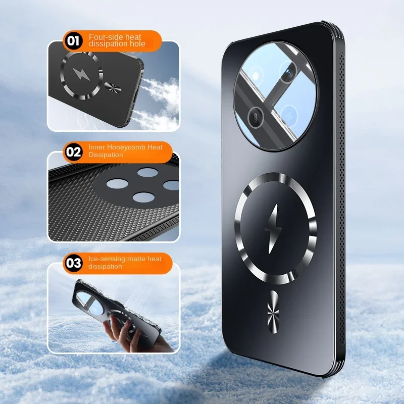 MagSafe Shockproof Matte Frosted Phone Case with Lens Protection