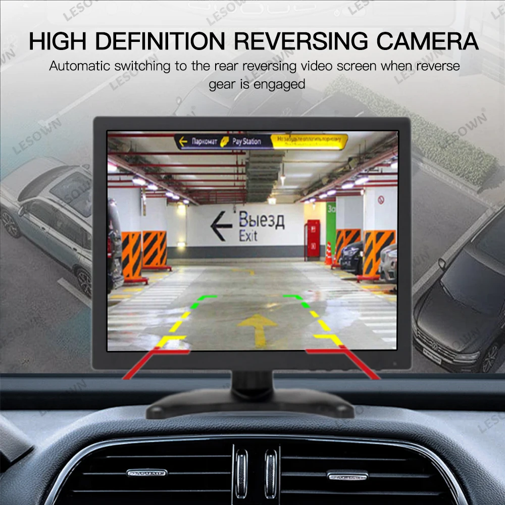 LESOWN 4:3 LCD 모니터, 1024x768 HD IPS 터치 VGA HDMI AV BNC USB 인터페이스 소형 디스플레이, 주차 PC 가정 보안용, 12 인치