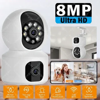 8MP WiFi IP Camera Dual Lens Baby Monitor Color Night Vision PTZ Human Automatic Tracking Video Smart Home Surveillance Cameras 1