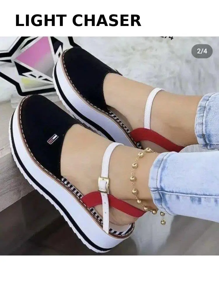 Summer New Thick-soled Women's Sandals Baotou Women's Wedge Heel Women's Shoes Sports Casual Spring And Autumn Single Shoes 43