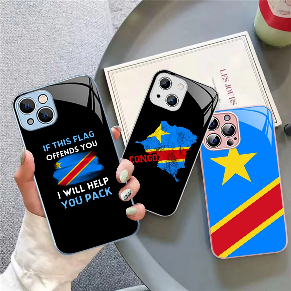 

Democratic Republic Of The Congo Flag Phone Case For iPhone 14 13 12 Mini 11 Pro XS Max X XR 14 Plus Tempered Glass Cover