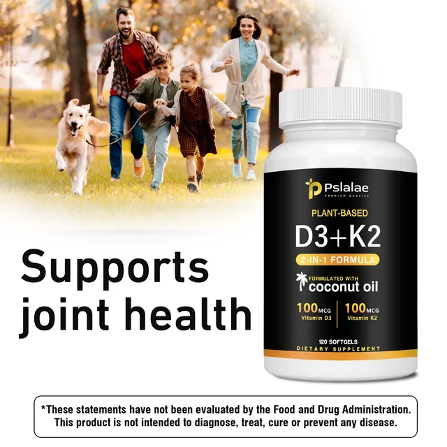 Vitamin K2+D3 - Supports Calcium, Bone and Immune Health - with Natural Organic Coconut Oil - 120 Capsules 4