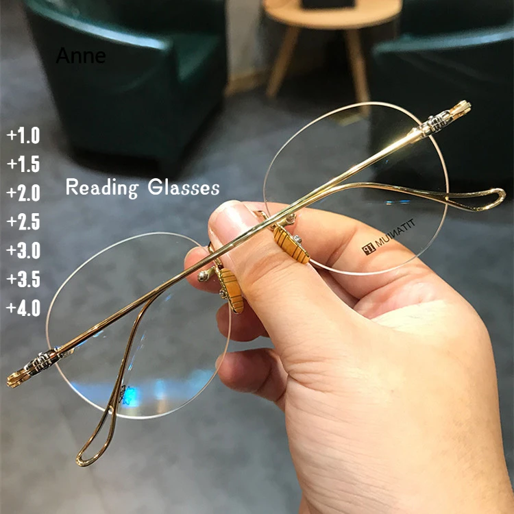 

Retro Metal Round Reading Glasses Women Blue Light Blocking Presbyopia Eyeglasses with Diopter +1.0...+4.0 women's grade glasses