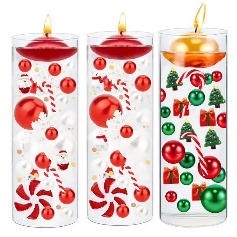 

Christmas Vase Filler Floating Pearls Water Gel Beads Red And White Candy Cane Pearl Beads Xmas Filler Floating Faux Pearls Set