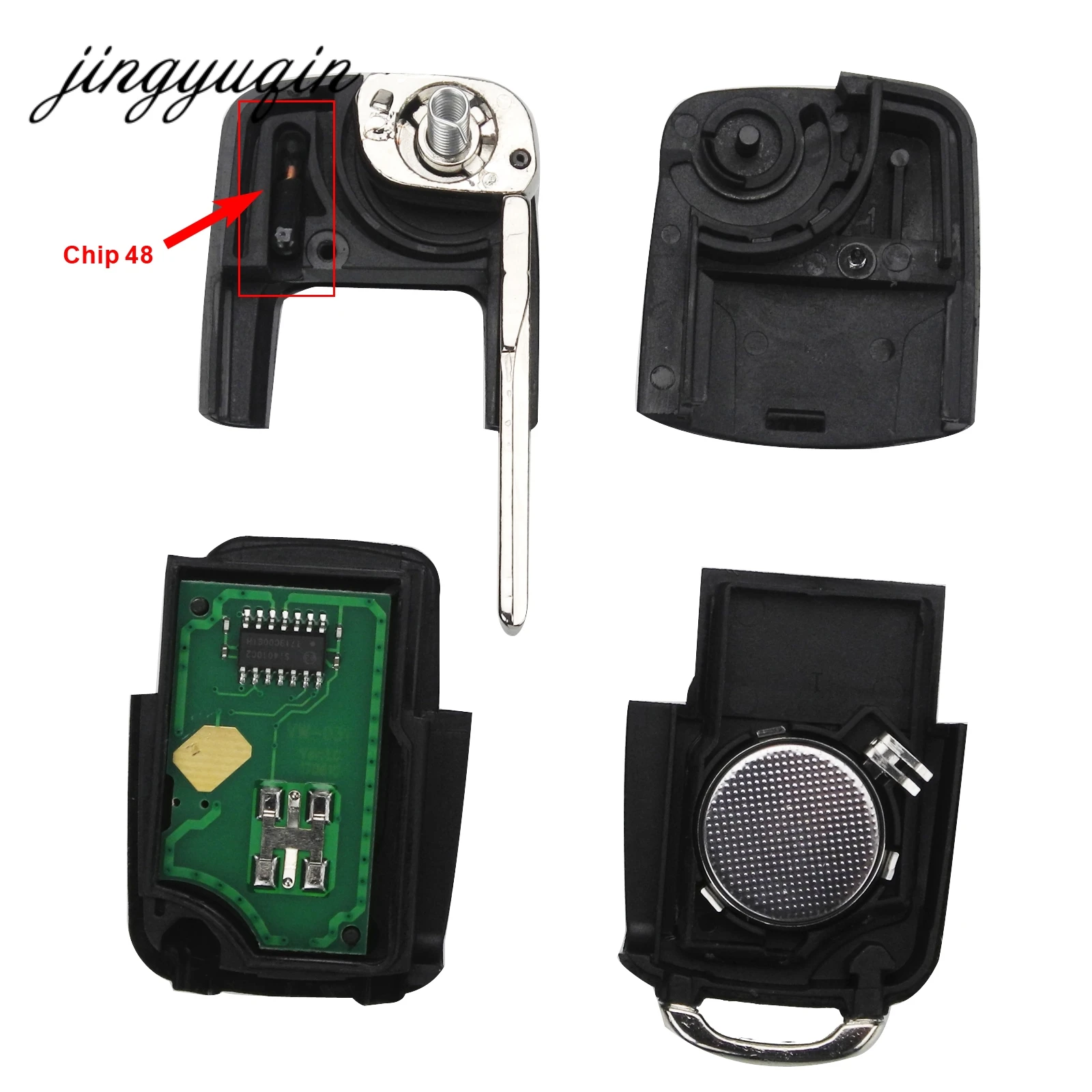 2/3/4 Buttons 315/434MHz Folding Car Remote Key id48 for VW for SEAT Altea Ibiza Leon Toledo T5 1J0959753AG 1K0959753G Key Case,Car Key Shell,Car Remote Key,Key Shell