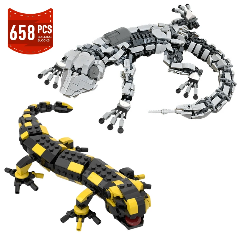 Moc Mechanical Geckoed-10 Animal Robot Fire Salamander Building Blocks Modello Di Assemblaggio Monster Animal Brick Toy Regalo Di Compleanno