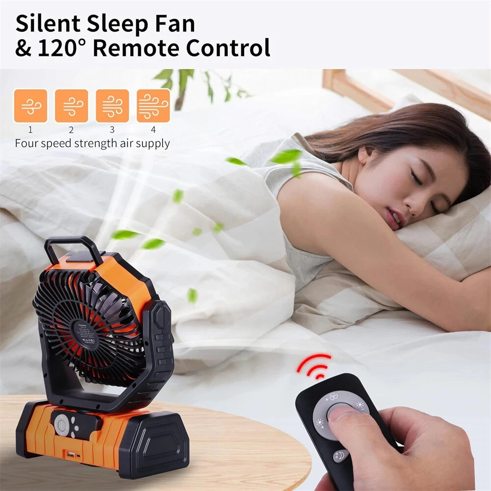 20000mAh Battery Operated Portable Rechargeable Desk/Camping With LED Light And Hook Outdoor Fan For Tent Car Trip_voghion.com