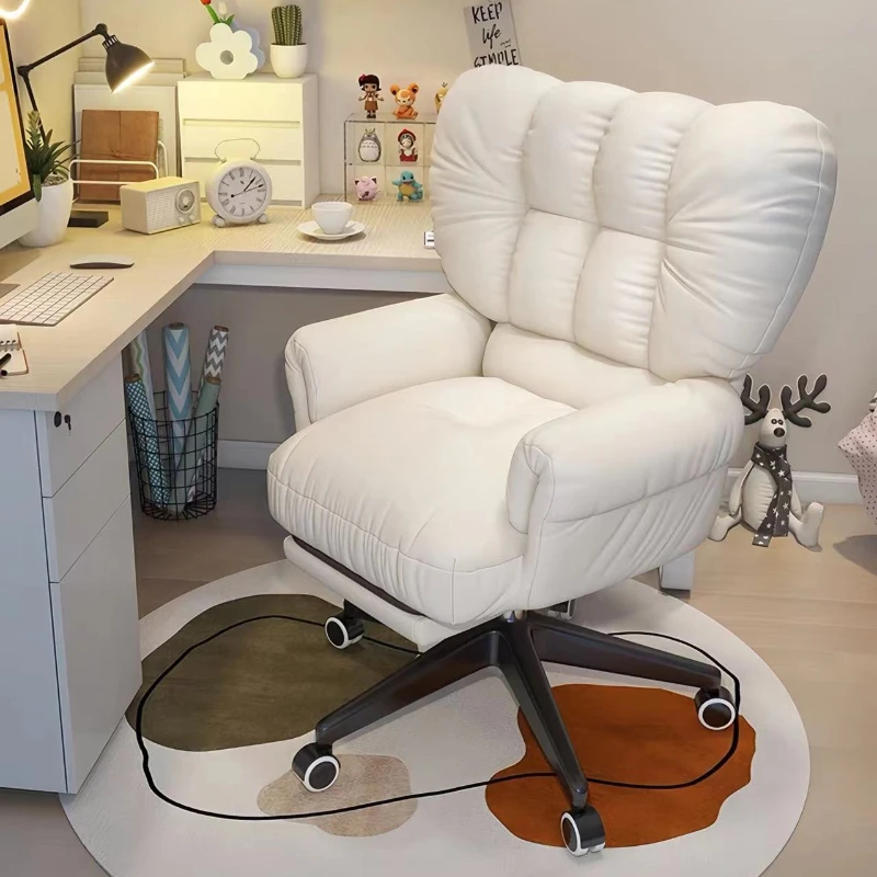 Internet Celebrity Makeup E-sports Study Office Computer Chair, Comfortable Sedentary Lazy Sofa Chair, Reclining and Rotatable rechargeable wearable head fan hands free usb mini fan traveling outdoor sports fans portable lazy bladeless hanging neck fan