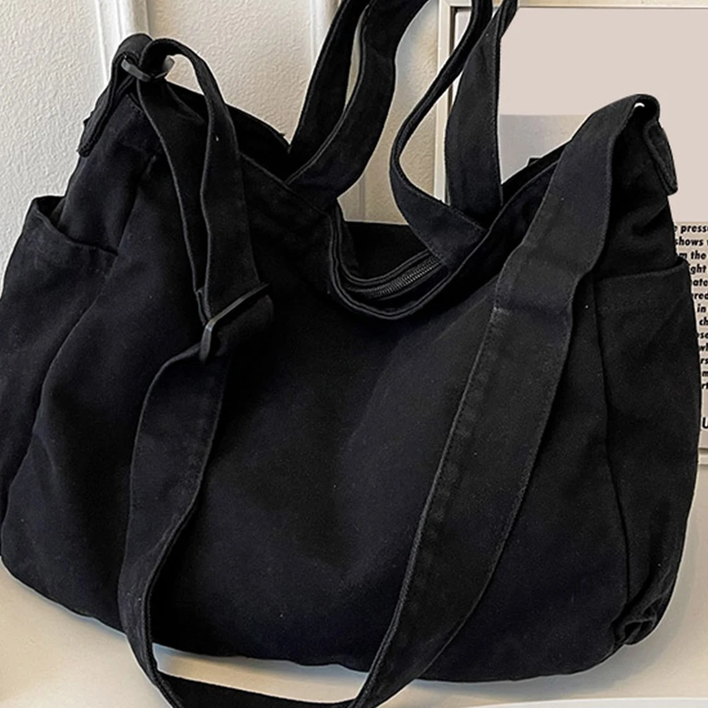 Quilted Messenger Bag for Women's Canvas Casual Crossbody Bag Large Capacity Ladies Shoulder Solid Color Simple Tote Handbag