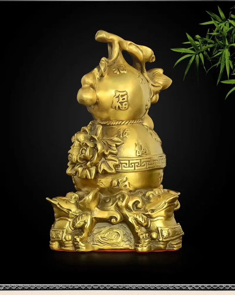 Tian Yi Nine Turtles Brass Gourd - Traditional Feng Shui Cure for Health Healing & Positive Energy, Long Life Blessing Ornament