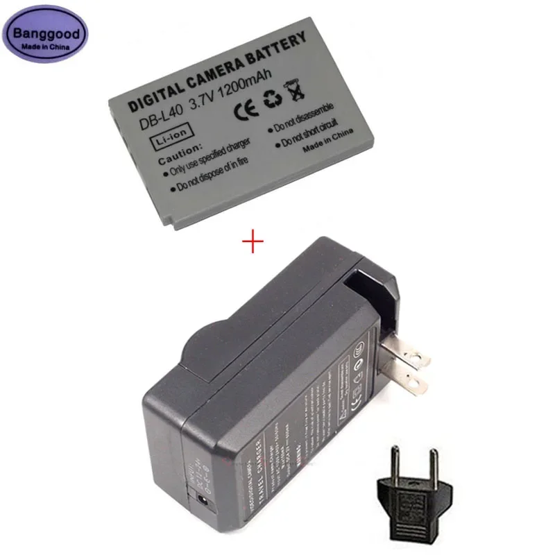 

Set 3.7V 1200mAh DB-L40 DBL40 DB-L40A DBL40A Camera Battery with AC Charger for Sanyo VPC-HD700 VPC-HD800 HD1 HD2 DMX-HD700 HD1A