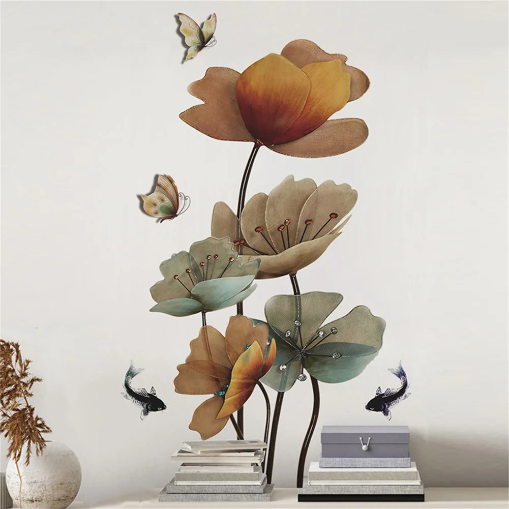 

PVC Colorful Wall Sticker 3D Butterfly Flower Carp Waterproof Removable Decorative Decals Wallpaper Home Decor For Bedroom