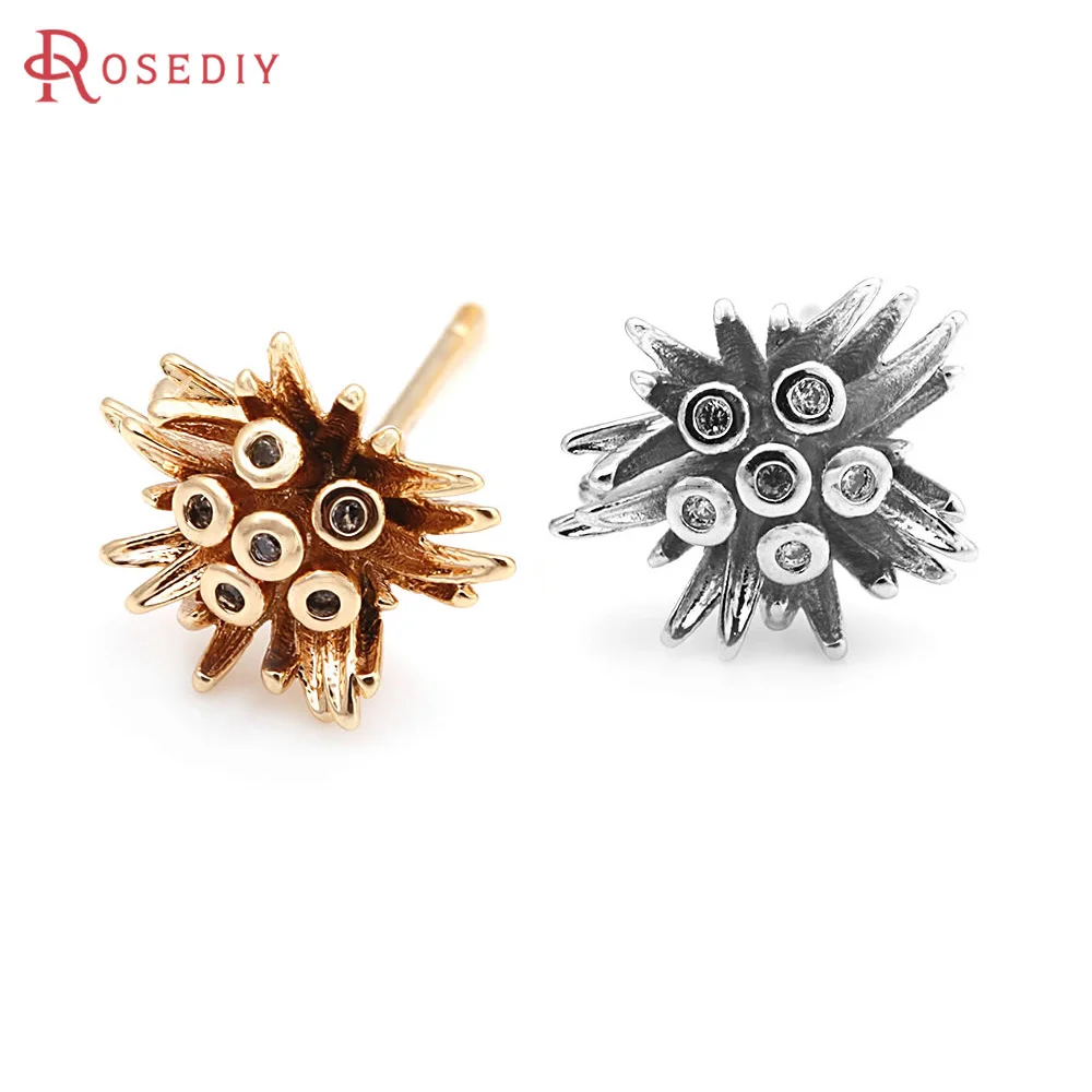 

6 шт., серьги-гвоздики из латуни и циркона