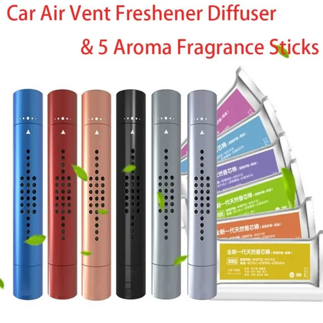 Car Air Vent Freshener Perfume Diffuser Metal Air Conditioning Outlet Clip with 5 Aroma Fragrance Sticks Auto Interior Accessory 1
