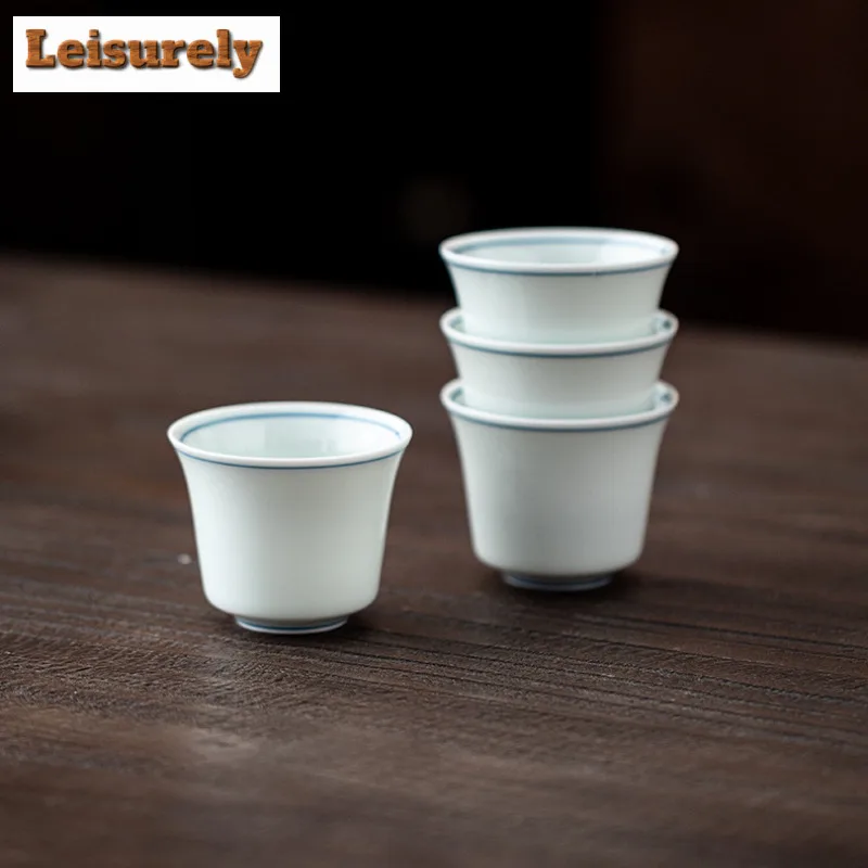 90ml Hand-painted Double Line Horse Hoof Teacup Boutique Tea Bowl Cup for Tea Tea-tasting Personal Cup Chazhan Master Cups Cha