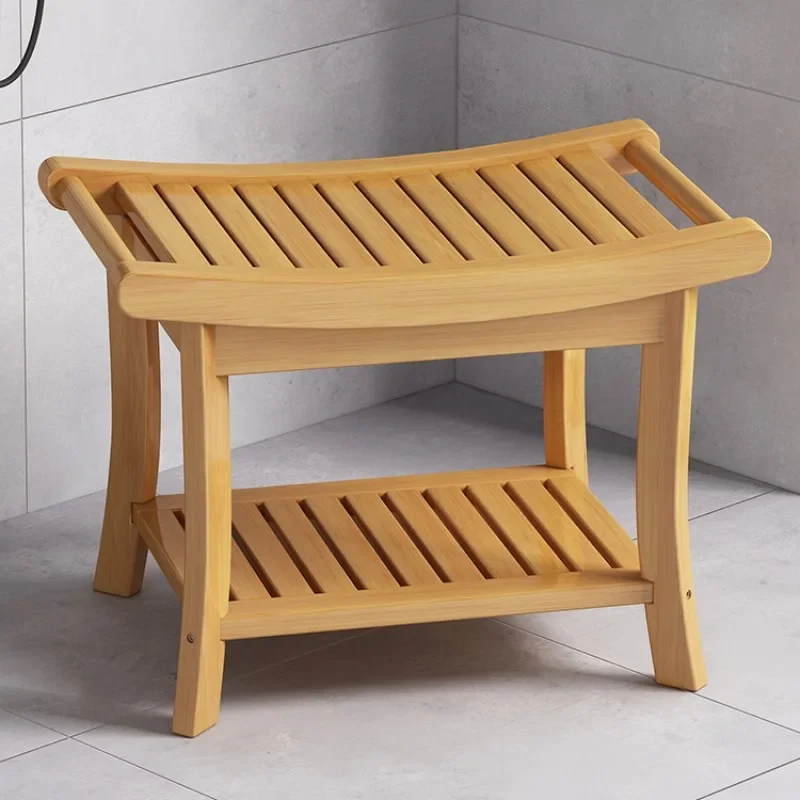 Bamboo Senior Bathroom Chairs Stepping Mobile Bathed Accessories Bathroom Stools Shower Caddy Sillas Plegables Furniture CM50YS woven chair