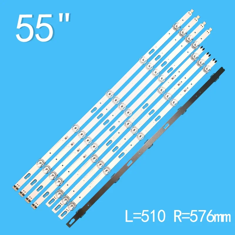 8Pcs/1Set LED Backlight Strip 10 Lamps for Samsung 55