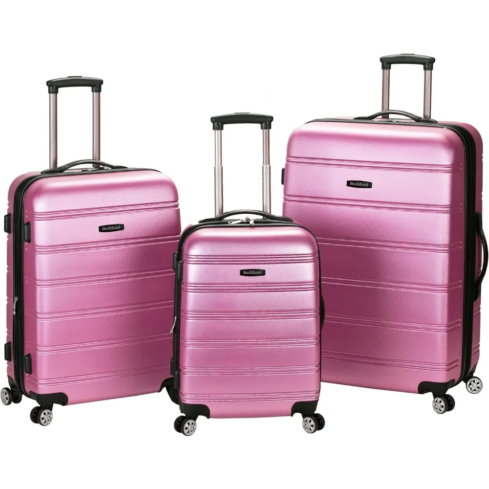 

Rockland Melbourne Hardside Expandable Spinner Wheel Luggage, Pink, 3-Piece Set (20/24/28)