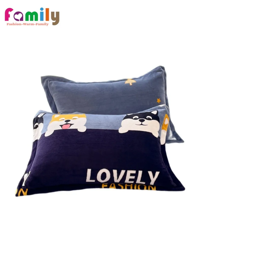 

Cute Cartoon Winter Milk Velvet Pillowcase Thickened Skin Friendly Pillow Cover Soft Sofa Cover Home Decor Bedding 2Pcs 48x74cm