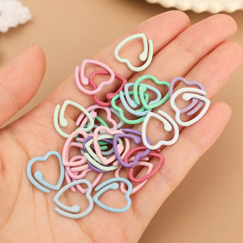 5/200x 스파이럴 메탈 페인트 스티치 마커 믹스 컬러 하트 모양 크로셰 마커 링 핸드메이드 DIY 뜨개질 버클