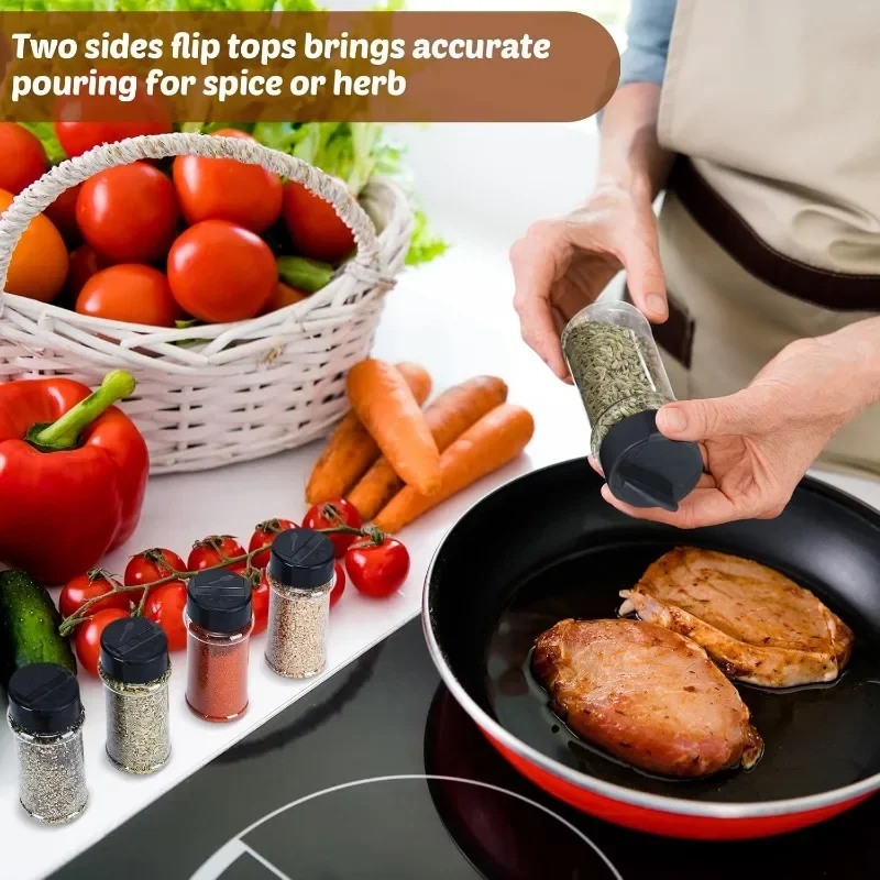 Clear Plastic Spice Jar Kitchen Seasoning Bottle Salt Pepper Shaker Container Barbecue Condiment Jar Kitchen Spice Storage Tools
