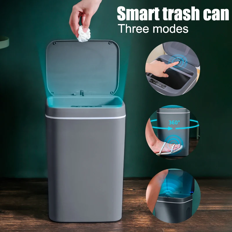 12-16L Smart Trash Can Trash Can Automatic Sensor Dustbin Electric Waste Bin Waterproof Wastebasket For Kitchen Bathroom Recycling Trash
