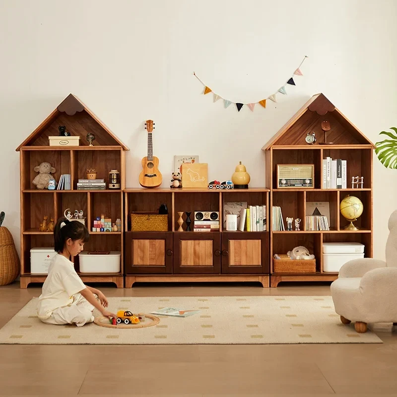 Modern floor standing Chinese bookshelf home storage cabinet with cabinet door