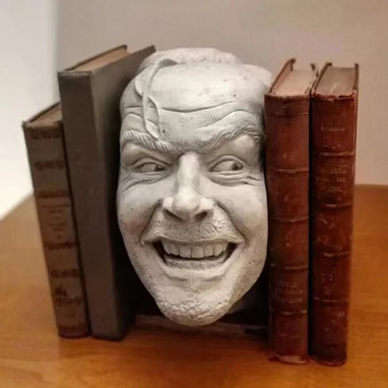 

Here is Johnny Sculpture Statues Bookshelf Sculpture The Shining Bookend Library Creative Resin Desktop Ornament Halloween Decor