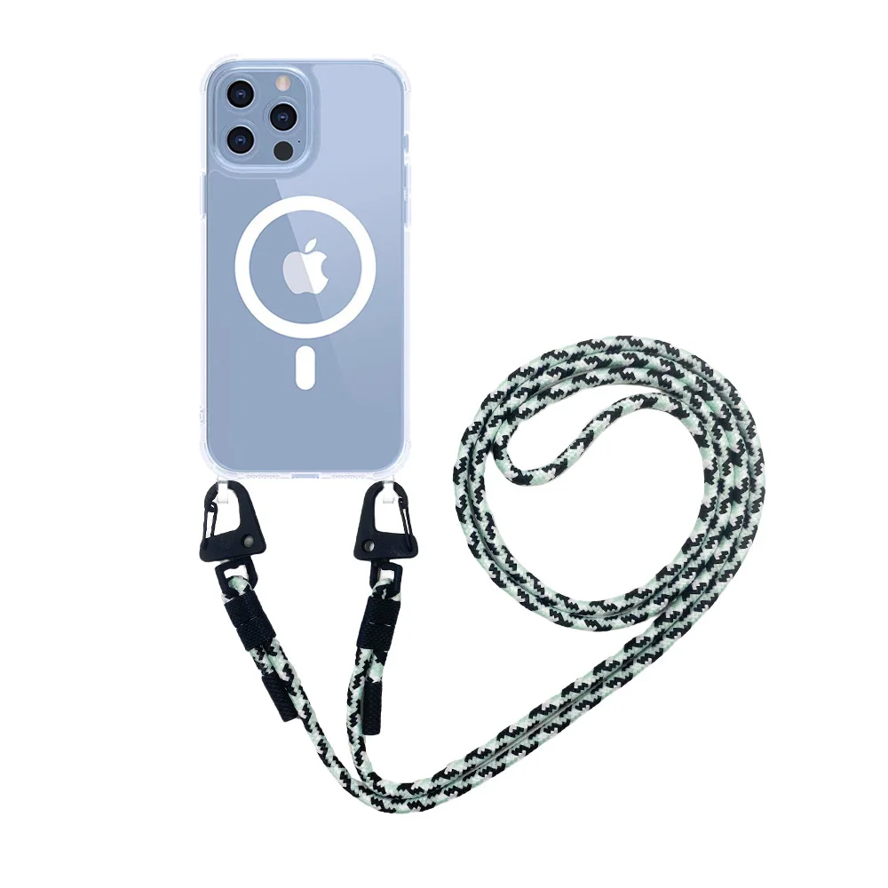 Magnetic Wireless Charging Crossbody Lanyard Case with Hard PC Cover