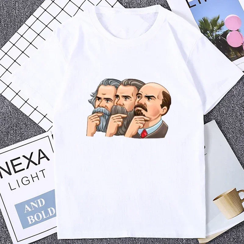 

LeninStalinMarxCommyRevolutionFriendMenTshirtsUSSRUnionRussiaTShirtCCCPKGBGraphicTopsCasualLooseTee