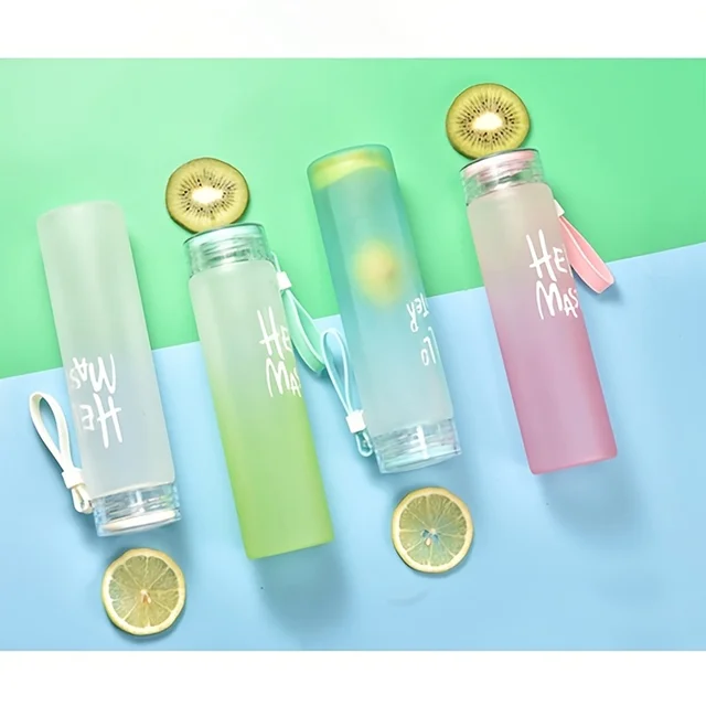 500ML Frosted Color Gradient Sports Water Bottle Portable Gym Fitness Workout Water Cups Outdoor Camping Cool Juice Drinking Cup 2