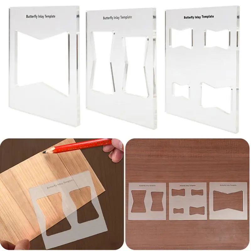Wood Inlay Templates 3X Woodworking Router Template Transparent Tool Engraving Stencil Accessories For Creating Unique Furniture