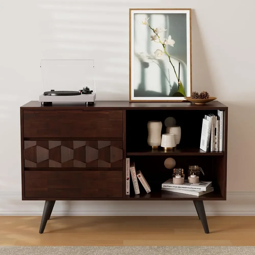 Georgina 45 Inch Solid Wood TV Stand, Under 10 Minutes Assembly Entertainment Center with Storage 6
