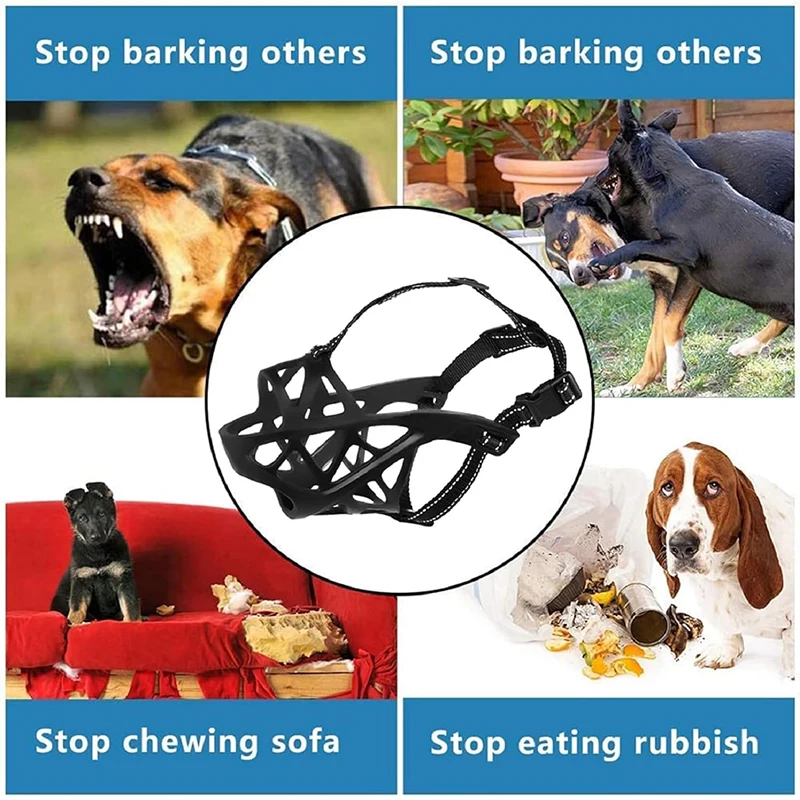 Dog Mouth Cover, Adjustable Pet Muzzle (with Reflective) for Large Dogs, Medium Dogs, Small Prevents Tearing and Biting