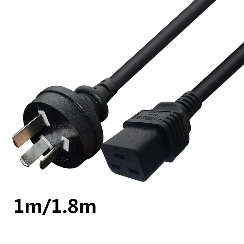 

1M 1.8M Australia New Zealand 3pin Extension Cord IEC320 C19 to AU 3-Prong Plug AC Power Supply Cable Lead Adapter