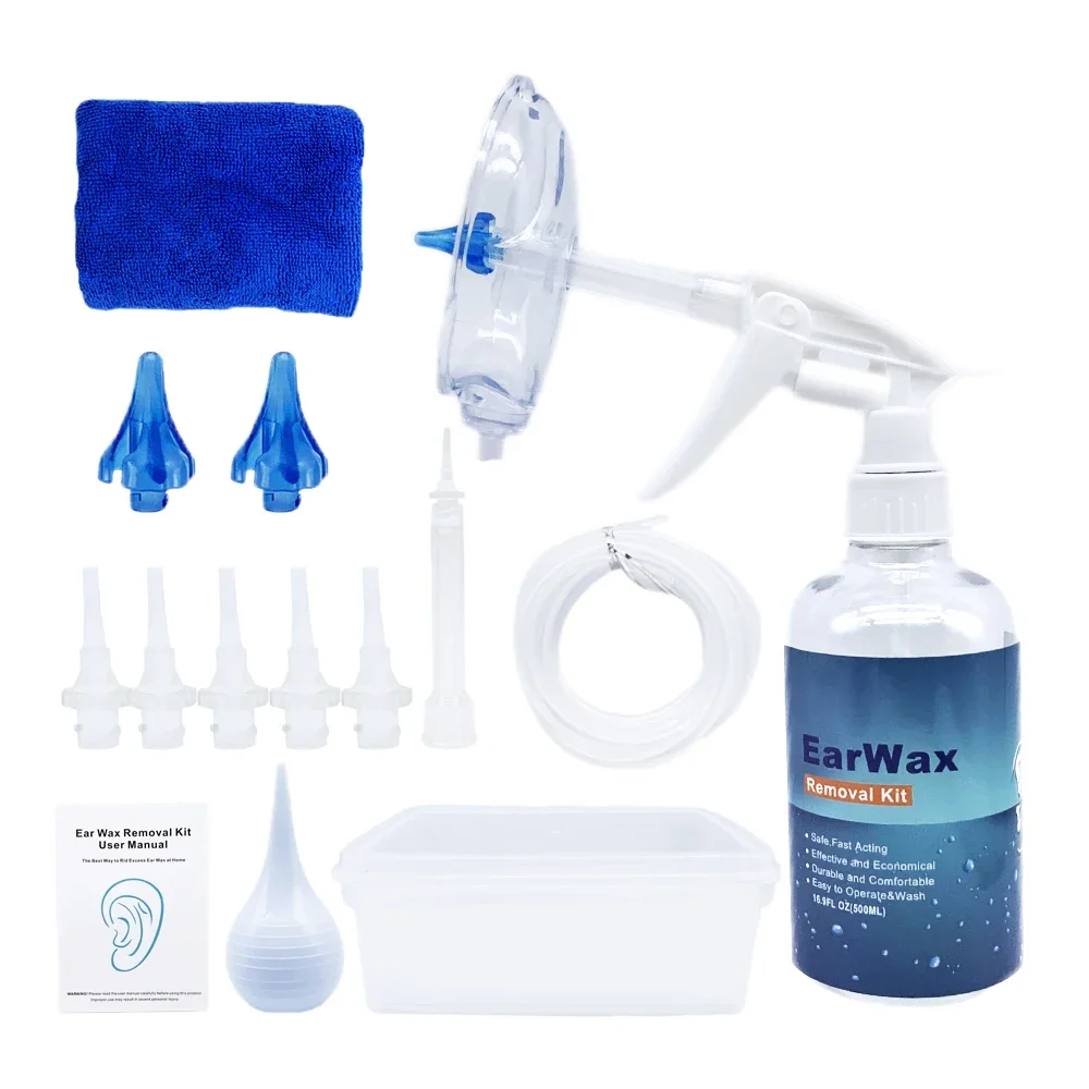 kit de Nettoyage d'Oreilles Outil d'Enlèvement de Cire d'Oreille Seringue  de Lavage d'Eau Ampoule Oreille Nettoyant pour Adultes Enfants Cérumen 